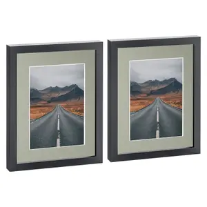 Photo Frames with 5" x 7" Mount - 8" x 10" - Grey Mount - Pack of 2