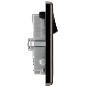 GoodHome Black Nickel Double 13A Raised rounded Switched Screwed Socket with USB, x2 & Black inserts