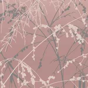 Clarissa Hulse Meadow Grass Shell Pink & Pewter Smooth Wallpaper