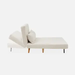 sweeek. 2-seater scandi-style folding sofa bed Guesta boucle Off-White Boucle 120x89x80 cm