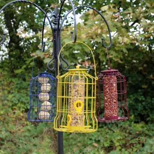 Metal Hanging Wild Bird Feeder - 3pcs Seed, Nut and Fat Ball Squirrel Proof