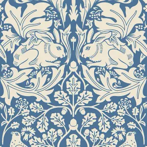 Hoopla Walls Forest Rabbit Navy Blue Smooth Matt Wallpaper