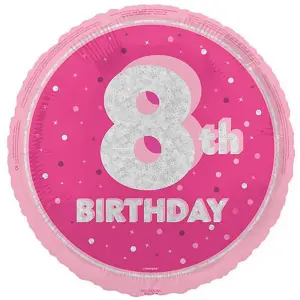 Unique Party Prismatic 8th Birthday Foil Balloon Pink (One Size)