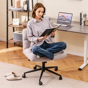 Costway Modern Rolling Office Chair Upholstered Criss Cross Chair Vanity Chair