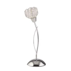 1LT CHROME TABLE LAMP WITH FLOWER SHAPE CUT GLASS SHADE