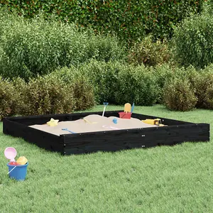 Berkfield Sandbox with Seats Black Square Solid Wood Pine