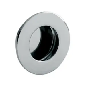 Circular Low Profile Recessed Flush Pull 80mm Diameter Bright Stainless Steel