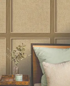 Rasch Bevelled Panel Walnut Wallpaper