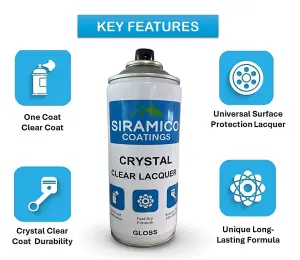 Crystal Clear Lacquer - 400ml - Gloss Finish - Multi-Surface Lacquer Spray