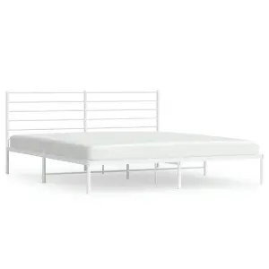 Berkfield Metal Bed Frame with Headboard White 183x213 cm