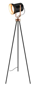 Wendover Tripod Matt Black Copper effect LED Floor lamp