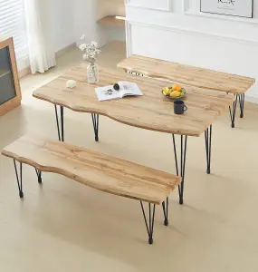 Hallowood Furniture Cullompton Large Dining Table (160cm) with 2 Benches (150cm)