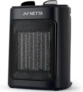 NETTA 2000W Ceramic Fan Heater 3 Heat Settings Overheat Protection - Black