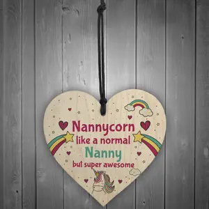 Gift For Nanny Birthday Christmas Wooden Hanging Heart Unicorn Sign Gift For Her Thank You