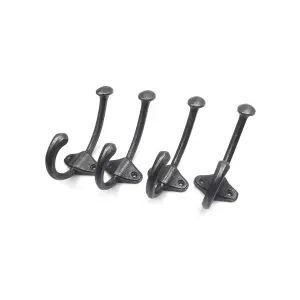 Oakcrafts - Antique Cast Iron Welton Coat Hook - Pack of 4 Hooks