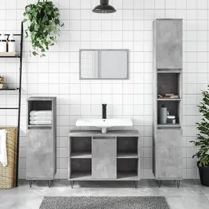 Berkfield Bathroom Cabinet Concrete Grey 80x33x60 cm Engineered Wood