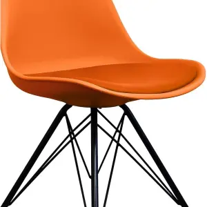 Soho Orange Plastic Dining Chair with Black Metal Legs