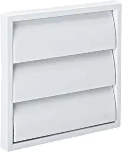 AirTech-UK Gravity Grille White 155mm External with 100mm - 4 inch Round Rear Spigot and Not-Return Shutters Ducting Air Vent