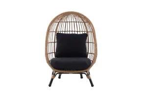 GoodHome Apolima Brown & Ebony Black Rattan effect Kids egg chair