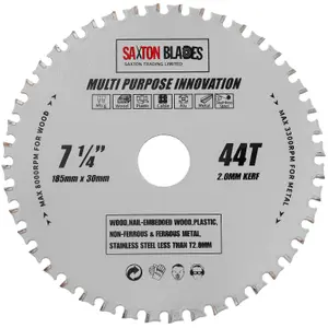 Saxton TCT18544TMPT Multi Purpose Innovation Circular Saw Blade 185mm x 44 Teeth x 30mm Bore + 16, 20 and 25mm Rings