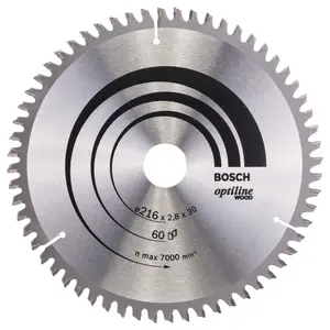 Bosch Professional Optiline Wood Circular Saw Blade - 216mm x 30mm x 2.8mm, 60 Teeth