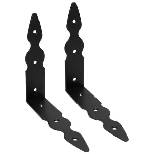 Pack of 2 x Black Corner Brackets - 150 x 150 mm Steel Right Angle Braces L Shaped Metal Bracket 90 Degree Corner Braces