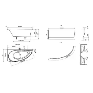 Ravak Avocado 1500 Space Saving Corner Bath & Panel - Right Hand