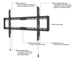 Multibrackets M Universal Medium Fixed TV Wall Mount, for TVs 32-65" - Black