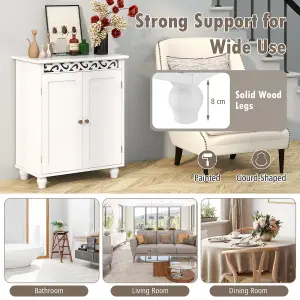 COSTWAY Bathroom Cabinet Floor Storage Organizer W/ Adjustable Shelf