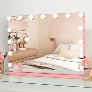 Metal Flat LED Floor Mirror Pink