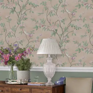 Laura Ashley Eglantine Rustic Blush Trail Smooth Wallpaper Sample