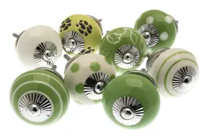 MangoTreeKnobs - Ceramic Cupboard Knobs Apple Orchard Green (Set of 8)