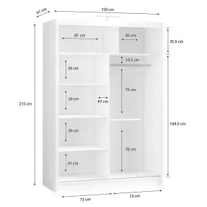 Sliding Door Wardrobe PARIS 150cm White