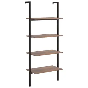 Berkfield 4-Tier Leaning Shelf Dark Brown and Black 64x35x152.5 cm