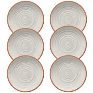 Purely Home Rustic Swirl Ivory Melamine Dinner Plates - Set of 6