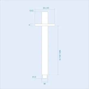 Nes Home 360mm Rectangular Ceiling Mounted Shower Arm Chrome