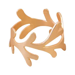 Set Of 6 Matte Gold Branch Napkin Rings Buckle Dinner Party Xmas Festive Serviette Holder