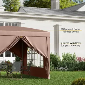 Outsunny 3x3 m Pop Up Gazebo Party Tent Canopy Marquee with Storage Bag Coffee