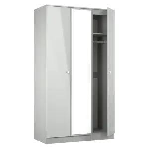 Yarmouth Ready assembled Modern Black & white Tall Triple Wardrobe With 1 mirror door (H)1960mm (W)1108mm (D)530mm