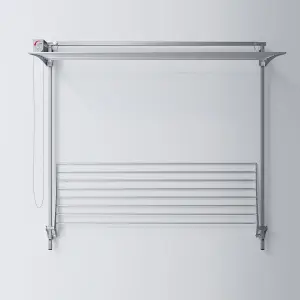 Wall Plus 150, Wall mounted upright dryer, retractable and foldable, Grey 152x137x52 cm