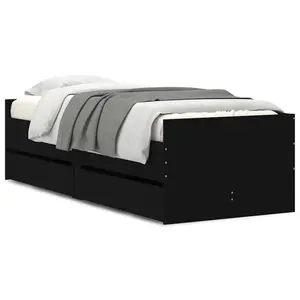 Berkfield Bed Frame with Drawers without Mattress Black 100x200 cm