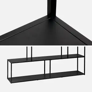 sweeek. 4-shelf industrial bookshelf in black metal Industrielle Black 160x30x157 cm