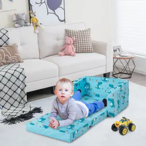 Costway 2-in-1 Kids Convertible Couch Children Fold out Sofa Bed Lounger Soft Velvet