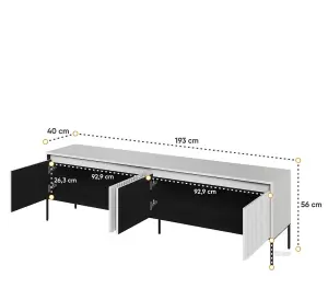 TREND Chic Large TV Cabinet with LED Lighting and Fluted Fronts (H)560mm (W)1930mm (D)400mm - White Matt