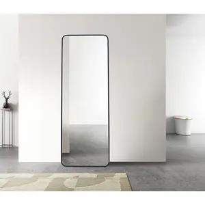 Kallas Metal Flat Wall Mirror Metal Black