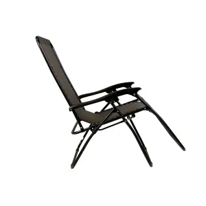 Charles Bentley Odyssey Folding Reclining Garden Chair Camping Lounger Grey