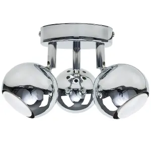 ValueLights Retro Silver Chrome 3 Way Round Plate Adjustable Eyeball Ceiling Spotlight