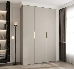 Elegant Cashmere Como IV Hinged Door Wardrobe H2460mm W1600mm D500mm, Three Doors, Eleven Shelves, Two Hanging Rails, Gold Handles