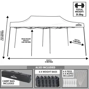 3x6m Beige Pop-Up Gazebo with Side Walls - Durable Outdoor Pavilion Tent