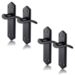 XFORT Matt Black London Suite Lever Latch Handles, Door Handles 2 Pairs